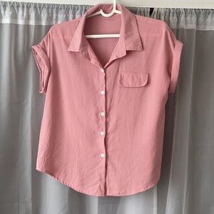 SHEIN pink button down